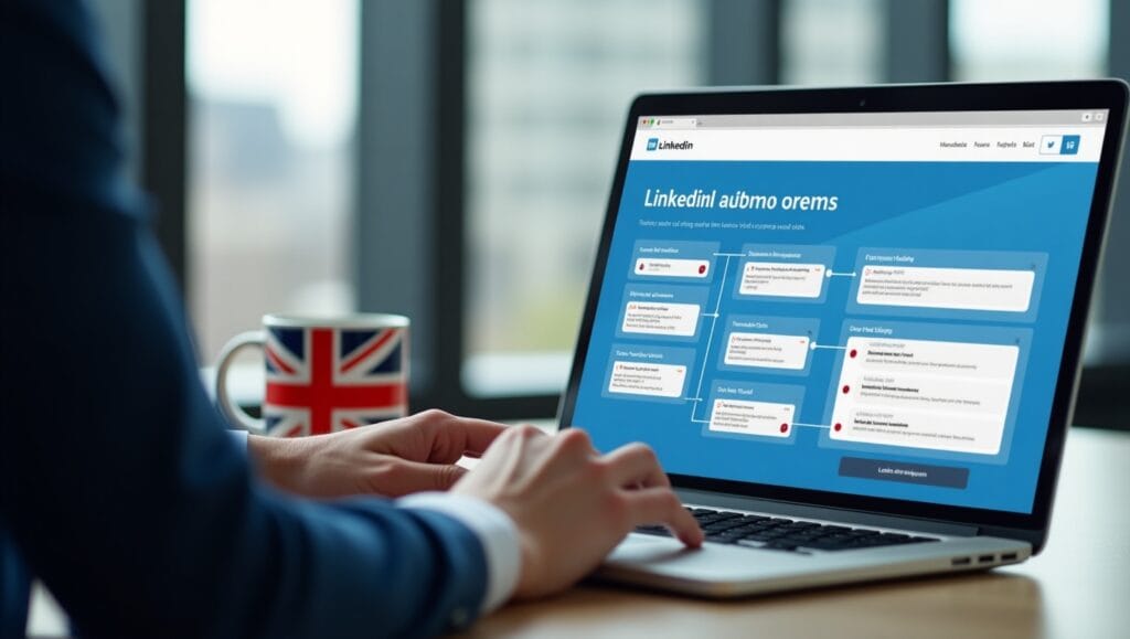 UK businessperson using LinkedIn automation software for AI-powered B2B outreach