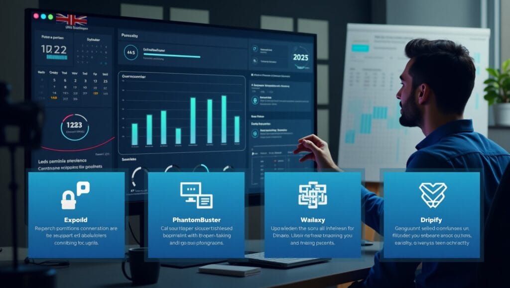 Best LinkedIn automation tools for UK sales teams in 2025 displayed on a futuristic dashboard