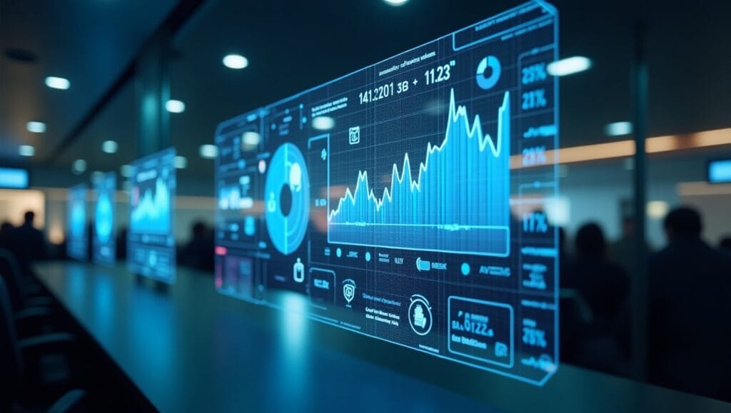 AI-powered sales dashboard with futuristic data analytics and lead generation metrics for Birmingham businesses.