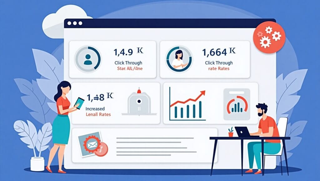 AI automation dashboard showing improved marketing campaign performance metrics for UK SMEs