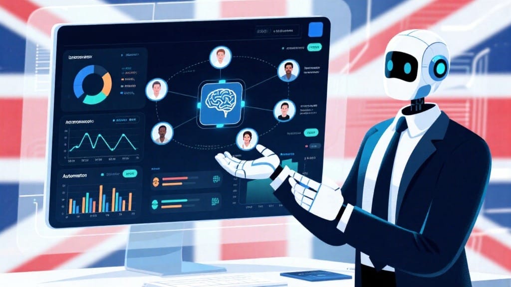 Businessperson using AI tools for B2B LinkedIn lead generation in the UK with automated outreach features