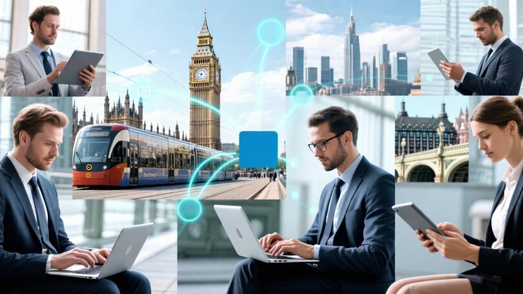 Professionals in UK cities using LinkedIn automation tools for B2B lead generation with local business settings