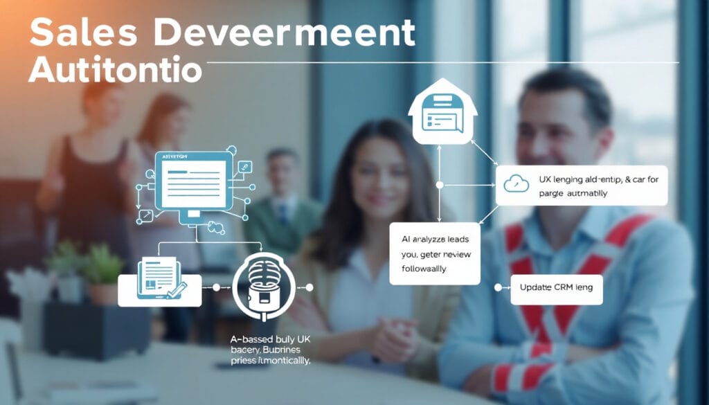 Visual flow of automated sales development process using AI tools in a UK company