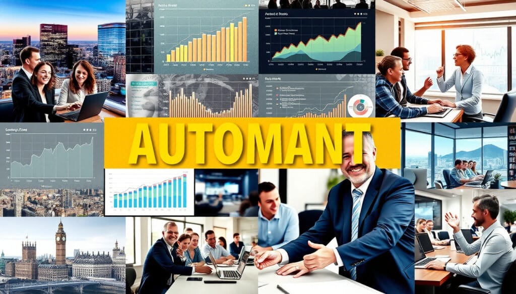 Image collage showing UK small business teams achieving success through business process automation