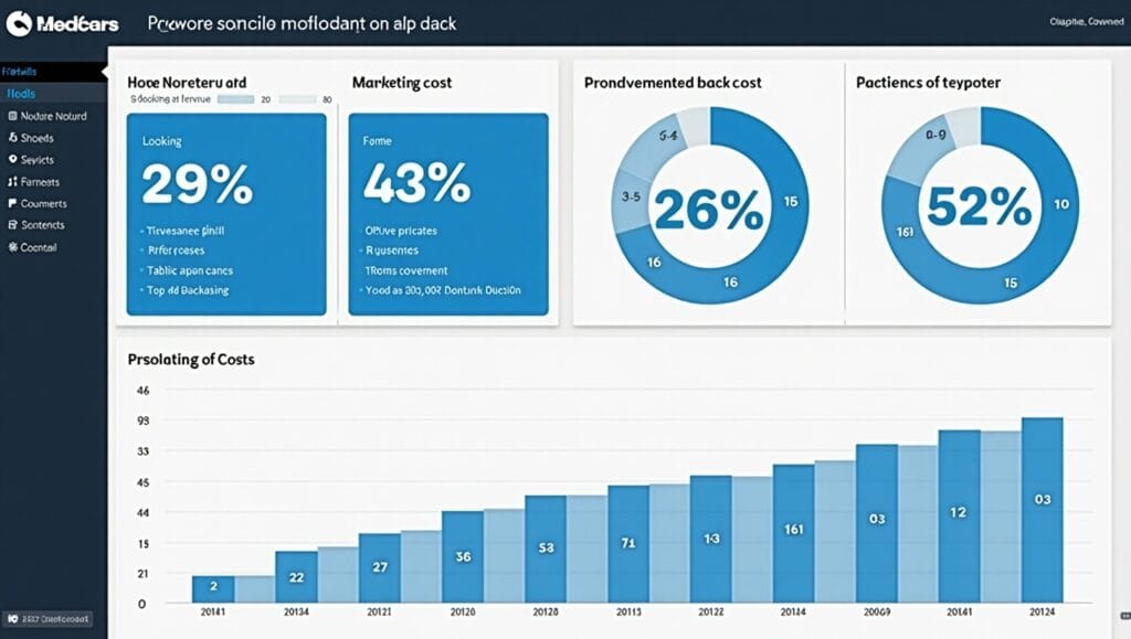 Marketing automation ROI dashboard showing increased revenue and reduced costs for UK SMEs in 2025