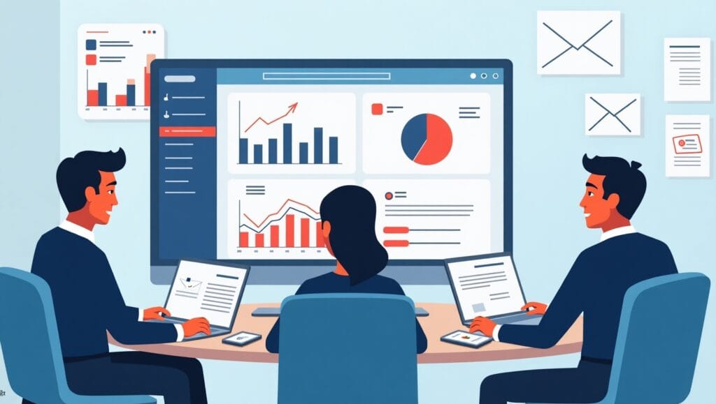 UK SMEs using marketing automation tools and AI dashboards in a modern office – 2025 guide