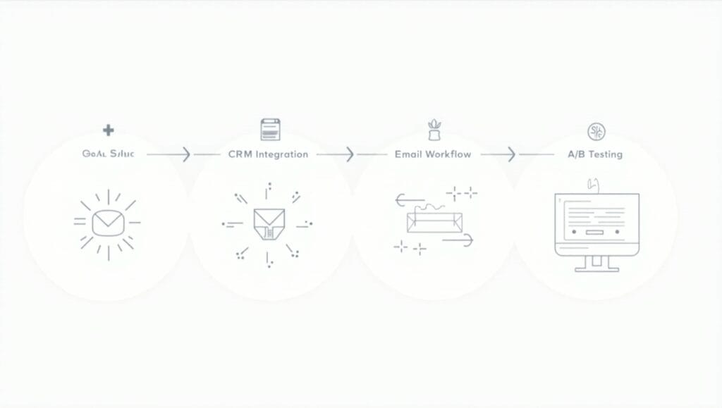 Step-by-step implementation of marketing automation for successful campaigns by UK SMEs including CRM setup, workflows, and A/B testing
