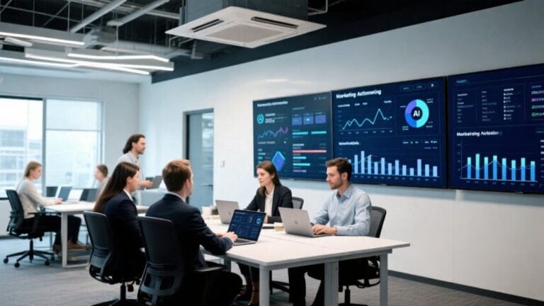 UK SME team using marketing agency automation tools and AI dashboards in 2025 business environment