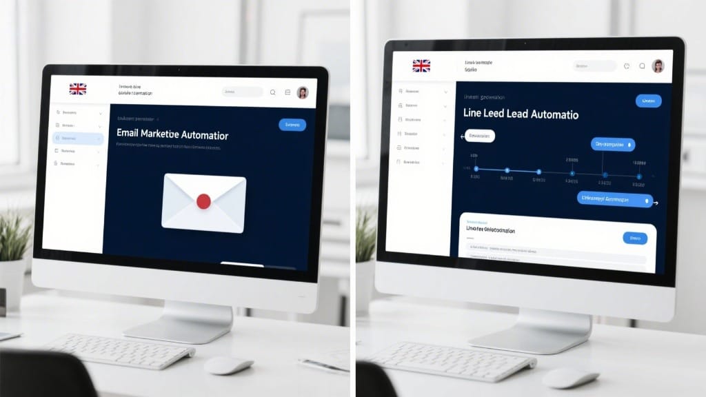 Automated email campaigns and LinkedIn lead generation examples used by UK businesses for marketing efficiency