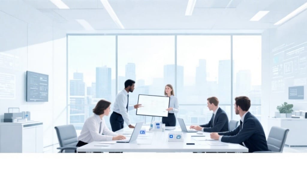 Business process automation agency team using AI tools and software to automate workflows in a UK office